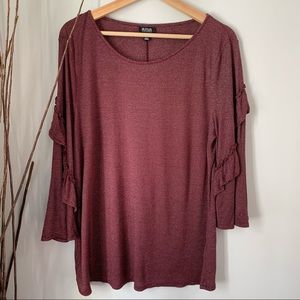 Ana Top Ruffle Flare 3/4 Sleeve Metallic Women’s XXL
